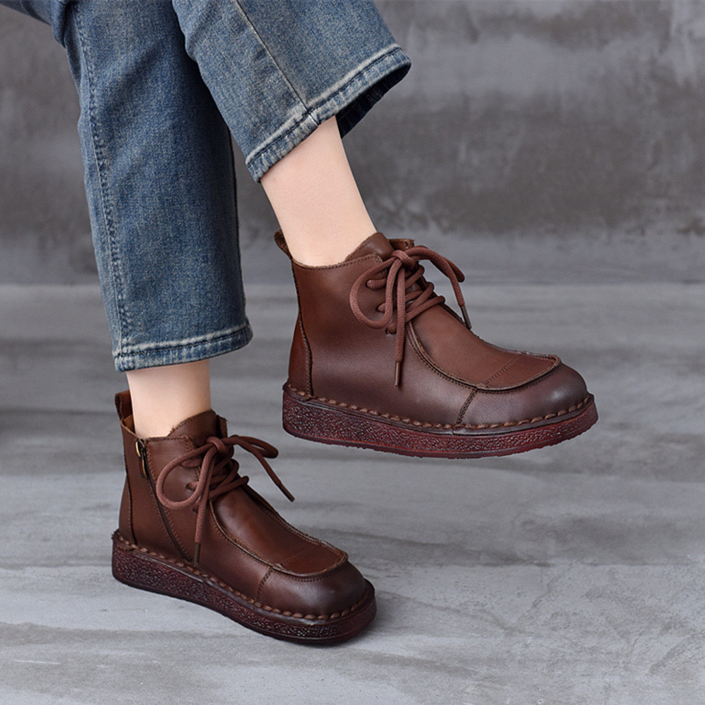 真皮短靴女软皮软底妈妈鞋棉鞋加绒保暖皮鞋中老年舒适不累脚女鞋