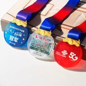 创意水晶奖牌定制儿童幼儿园比赛马拉松运动会冠军金属奖章定制做