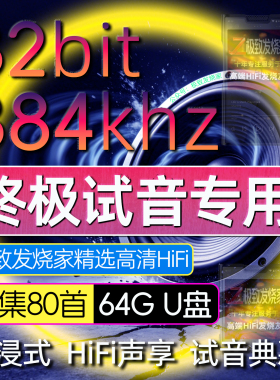 终极试音专用384khz32bit超高清HiFi母带无损高解析音源数播优盘