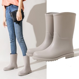 日本代购新款雨鞋女款中筒成人防水鞋雨靴轻便水靴防滑水鞋小马靴