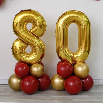寿宴生日布置气球背景墙老人六十寿字场景70妈80爸60大寿数字装饰
