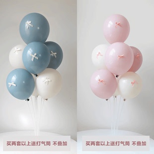 ins风儿童生日装饰场景布置蝴蝶结暮光粉气球桌飘拍照派对背景墙