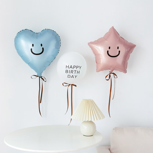 100天宝宝生日快乐场景布置18寸爱心笑脸30天气球儿童派对装饰