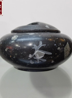 手工圆形带盖储存罐围棋坛子摆件