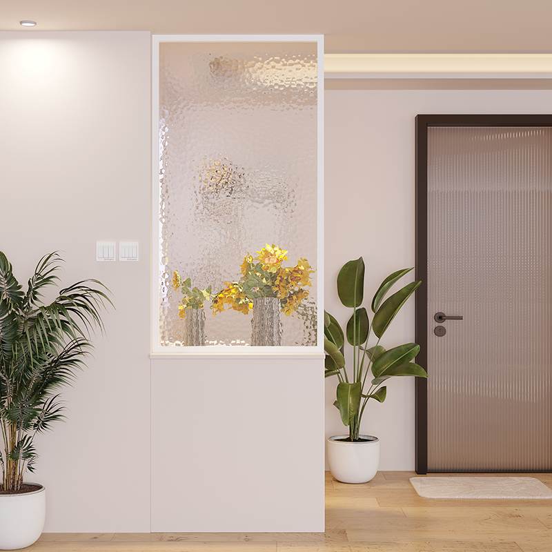 现代简约透明玻璃座屏