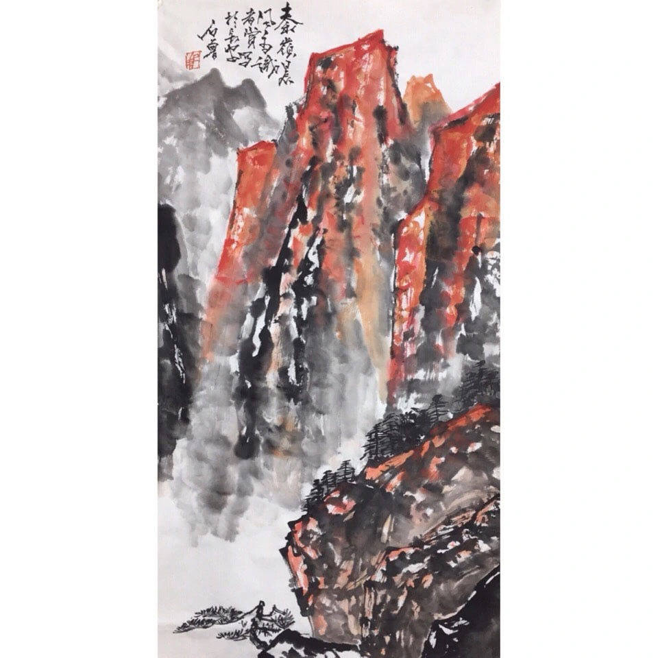 临摹石鲁山水作品精品长安画派创世人名家书画书画居家收藏升值传