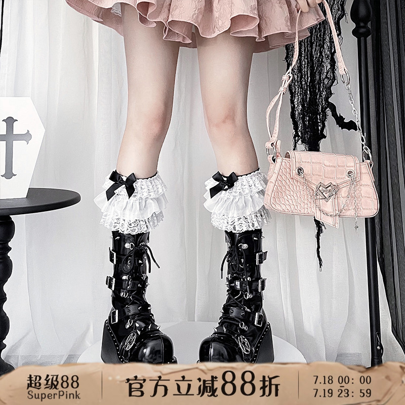 superpink原创【朋克乐队】亚文化暗黑朋克Y2K辣妹厚底靴子马丁靴