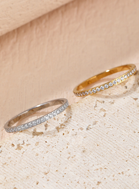 简约镶钻钛钢戒指女小众轻奢素圈尾戒高级感