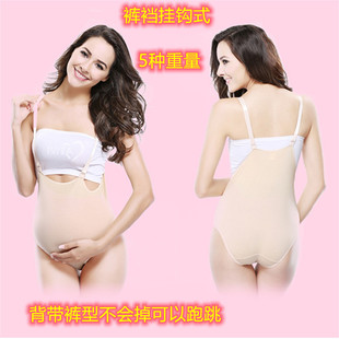 拍照背带裤 硅胶假肚子扮演猪八戒大肚怀孕道具魔术贴牢固 布袋款