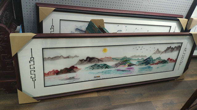 苏州刺绣机绣床头画牡丹桂林山水带框成品花开富贵家和万事兴湘绣