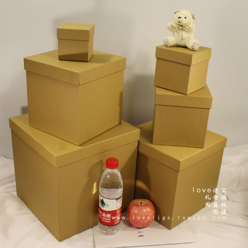 高档纯色超大正方形牛皮盒纯黑色礼品盒装苹果放篮球零食节日送礼