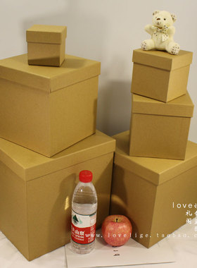 高档纯色超大正方形牛皮盒纯黑色礼品盒装苹果放篮球零食节日送礼