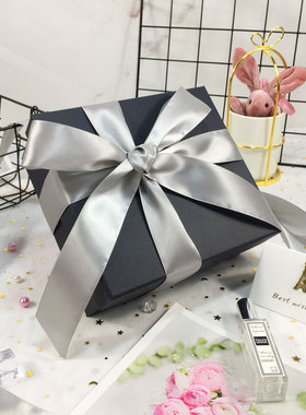 礼盒ins高档黑色丝带礼品盒 大气磨砂礼物盒伴手节庆送礼包装盒
