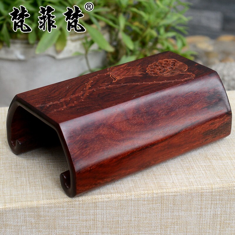 梵菲梵 印度小叶紫檀臂搁高密油老料雕刻莲蓬荷花古典整木摆件