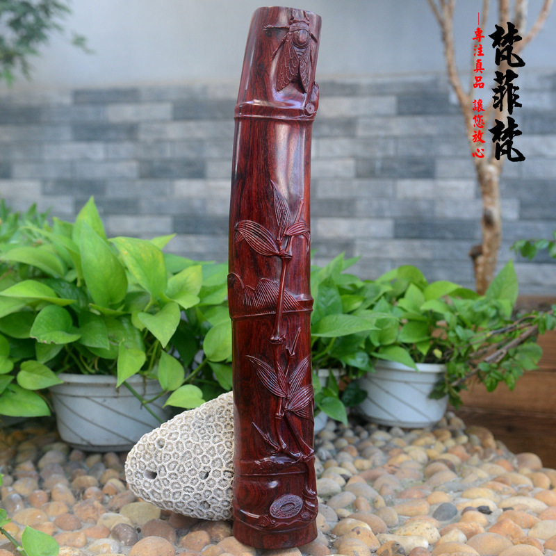 梵菲梵 印度小叶紫檀镇尺金星老料镇纸知足常乐雕件竹子大号单镇