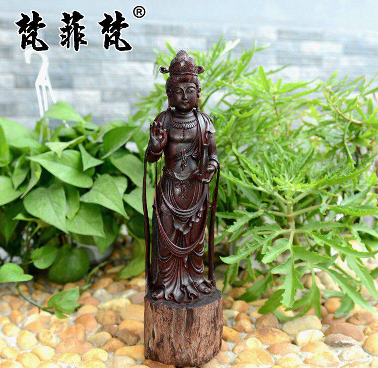 梵菲梵 印度小叶紫檀观音摆件 清刀工艺菩萨雕件高密高油拆房老料