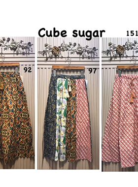 日本cube sugar (现货)松紧腰碎花半身裙
