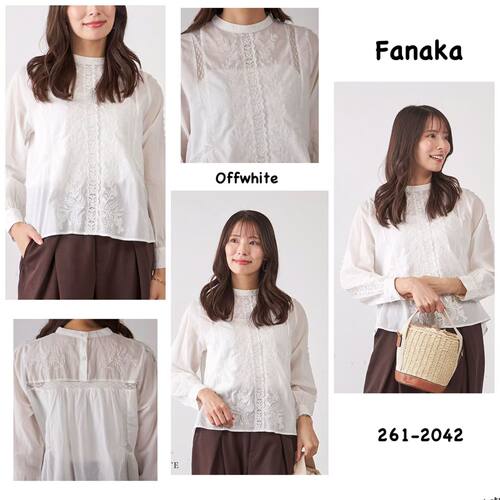 日本fanaka 小圆领重工刺绣衬衫，美呀