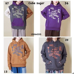 日本 cube sugar 字母印花加绒连帽卫衣