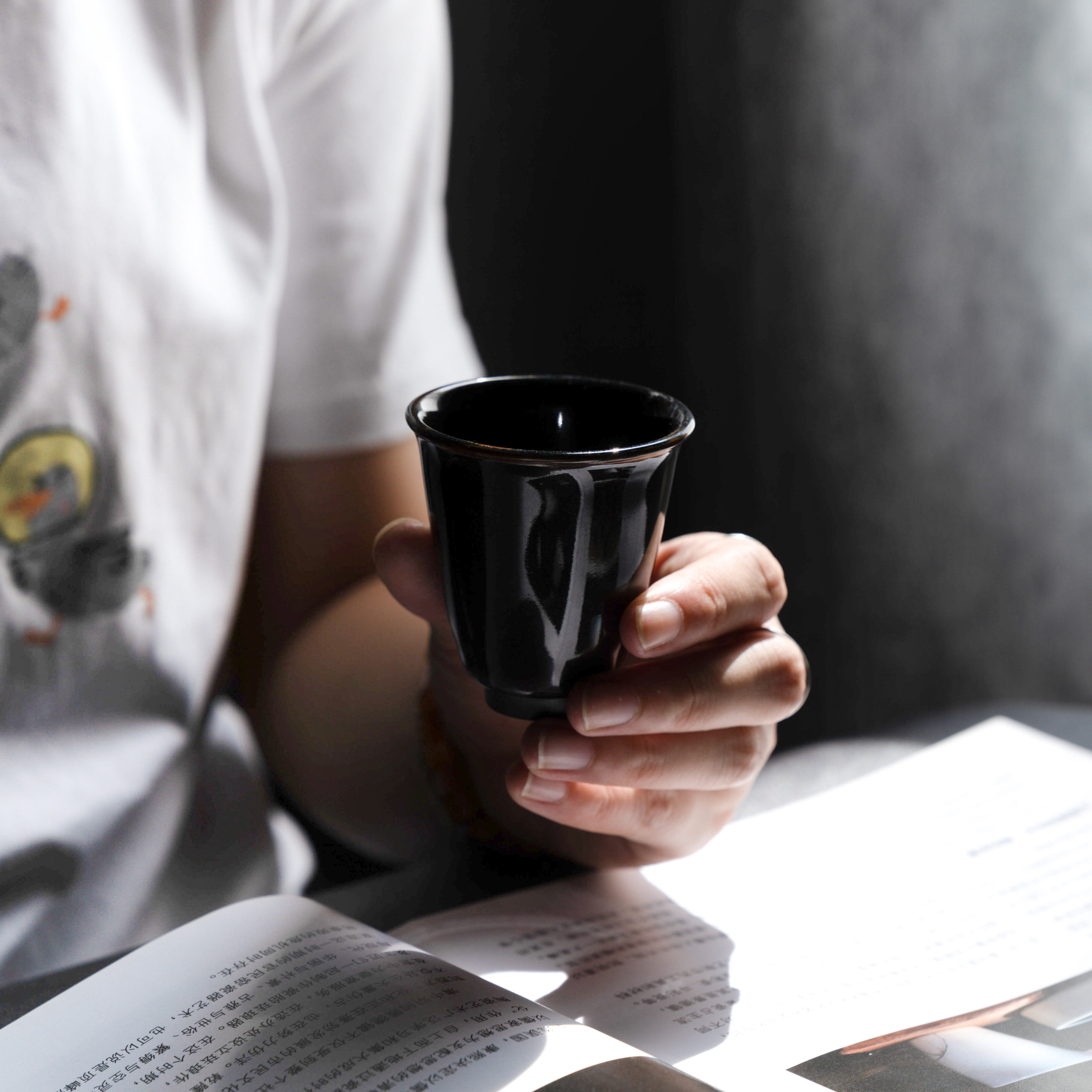 熹谷龙泉青瓷胭羽陶瓷玄羽杯主人杯单杯茶具