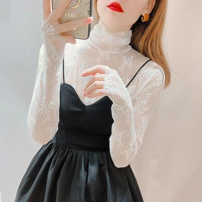 白色蕾丝打底衫女时尚透明