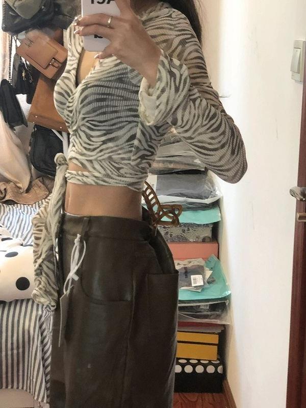 性感纯欲辣妹斑马纹防晒衫