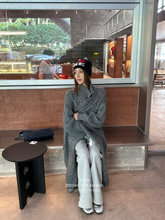 2025秋冬新款FAFA韩版宽松慵懒风高领长袖针织开衫保暖毛衣外套女