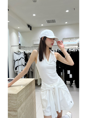 2025夏季TOMORROW ANN图案刺绣百搭polo翻领上衣背心修身无袖小衫