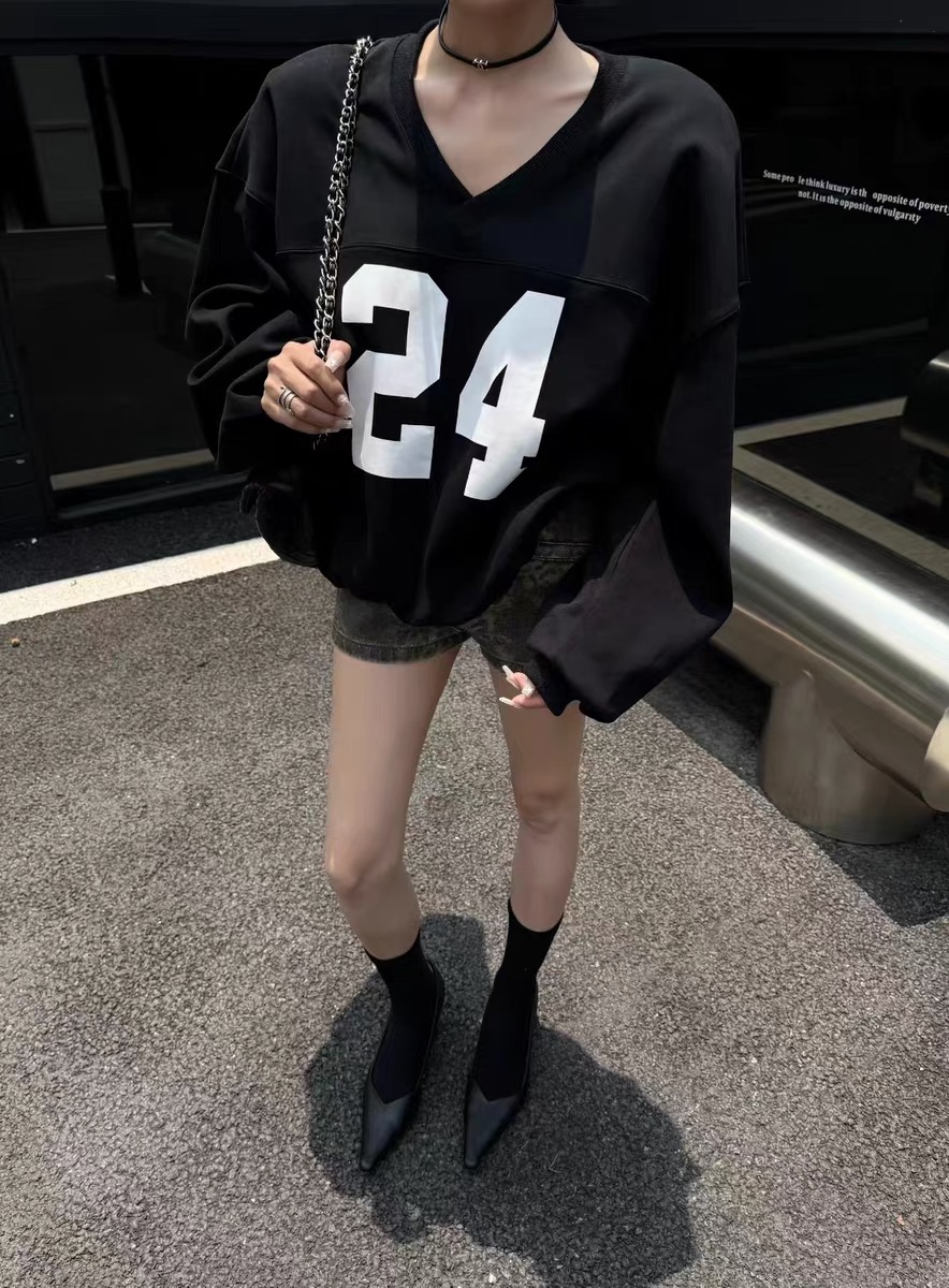 印花宽松慵懒风运动卫衣上衣女