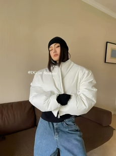 DG IN STUDIO白色羽绒服2025冬季韩版立领90白鸭绒加厚夹克短外套