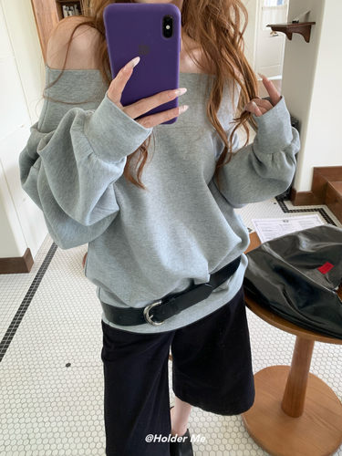 露肩长袖卫衣休闲百搭上衣女