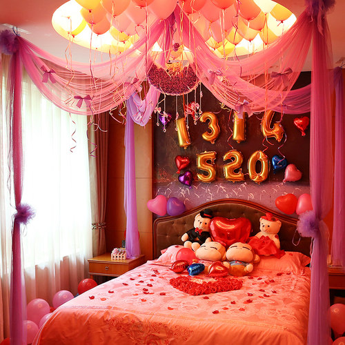 纱幔新房布置创意浪漫婚庆拉花