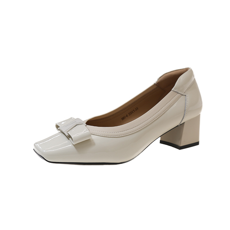 【悟空专享】方头粗跟蝴蝶结浅口单鞋AB25189