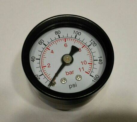 轴向压力表 0～11bar 0～160psi 黑壳直径40mm 螺纹ZG1/8 PT1/8
