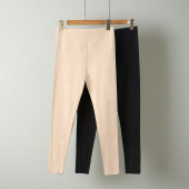 护膝贴片加绒长裤 女无痕发热保暖秋裤 桑蚕丝拉绒保暖打底裤 冬季