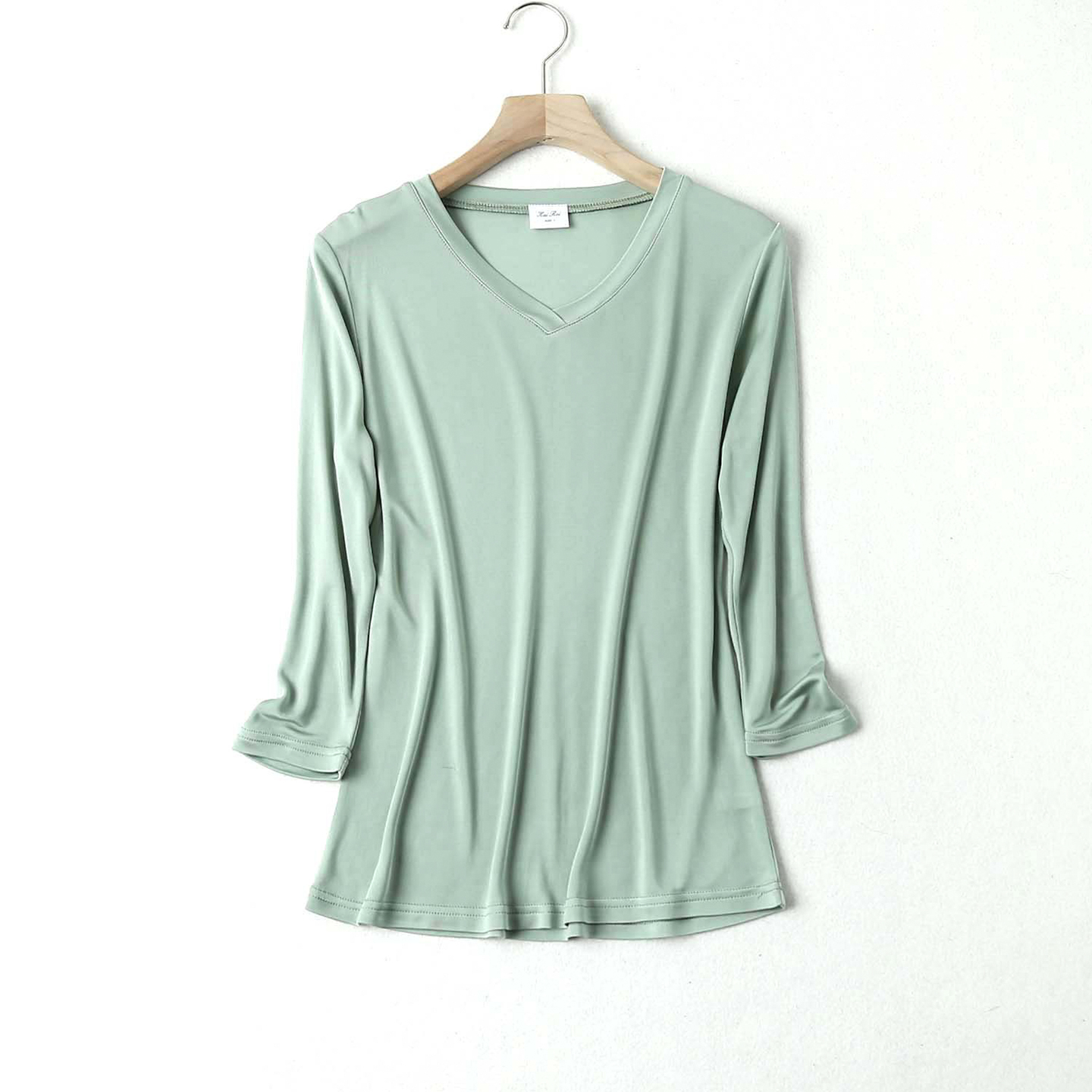 七分袖真丝打底衫套头妈妈装