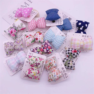 韩版新款儿童宝宝头饰品 女童立体充棉蝴蝶结大童边夹发卡子发夹