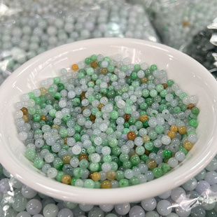 天然A货特小号冰种三彩项链DIY 3.5毫米多圈手链a货批玉珠锁骨链