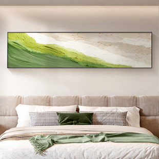 现代简约卧室装 饰画轻奢背景墙挂画绿色大气主卧床头抽象肌理壁画