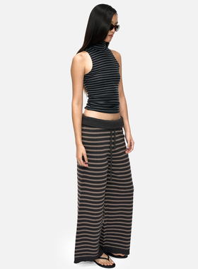 no info‘东京109’中古感宽松休闲百搭条纹针织裤休闲裤秋冬新款