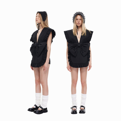 甜酷少女a字蝴蝶结原创连衣裙