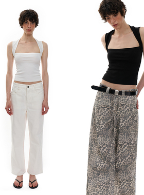 NO INFO 雅致摩登的显小脸直角肩复古方领日常百搭无袖背心上衣女