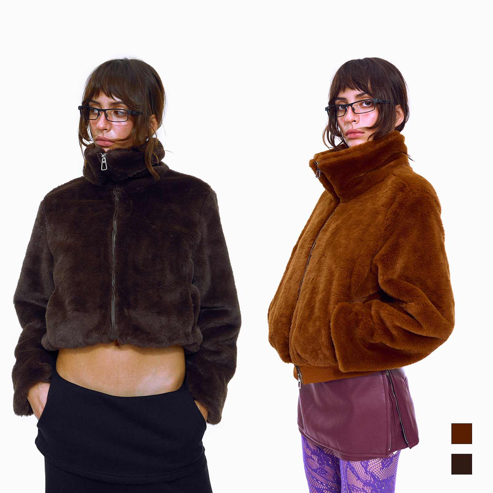 2025冬季新款立领短款毛毛外套