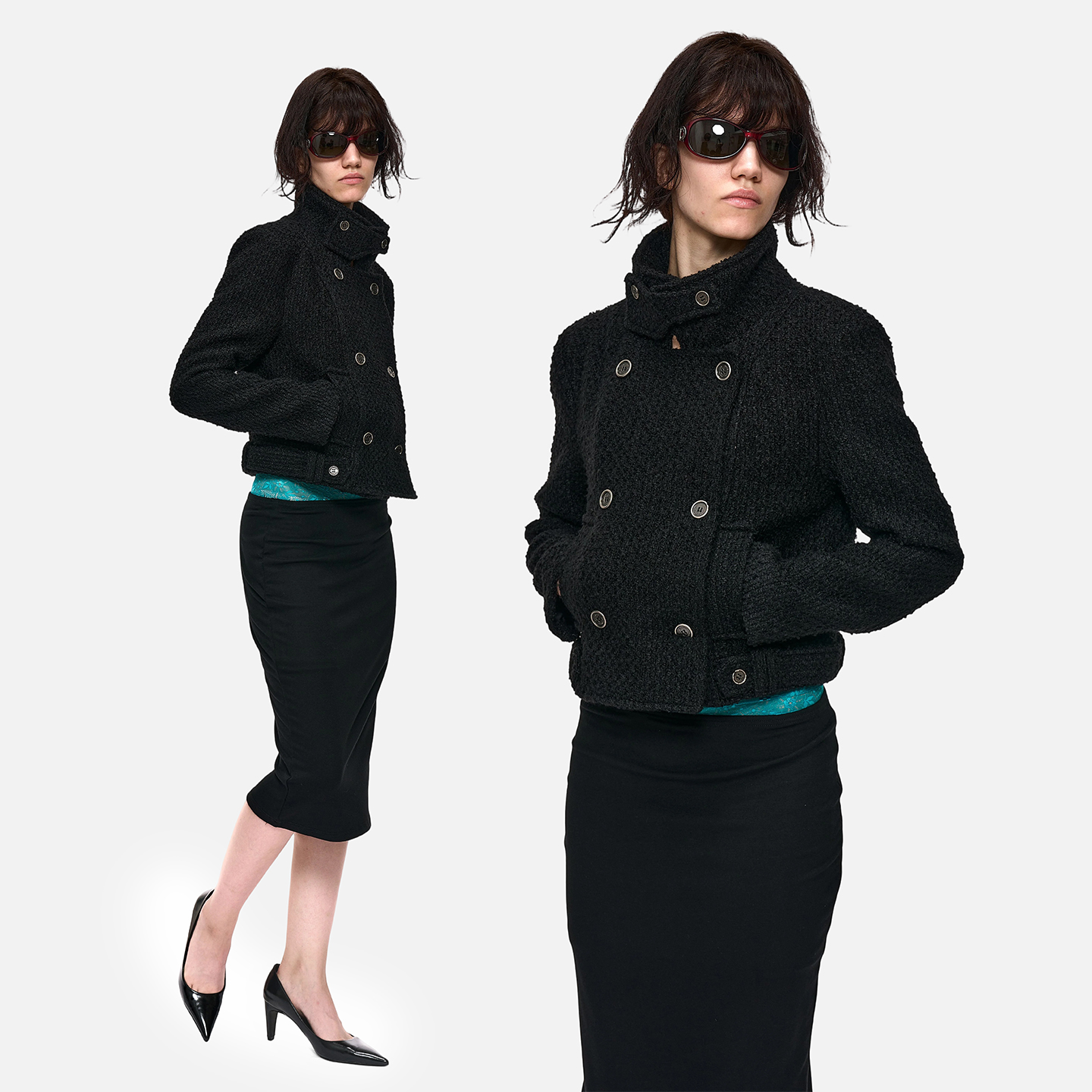 2025秋冬新款双排扣毛呢短外套女