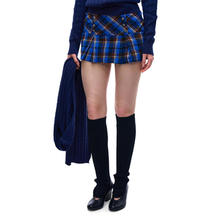 no info出格校规 美式高校辣妹低腰迷你百褶裙格纹裙裤2026早春新