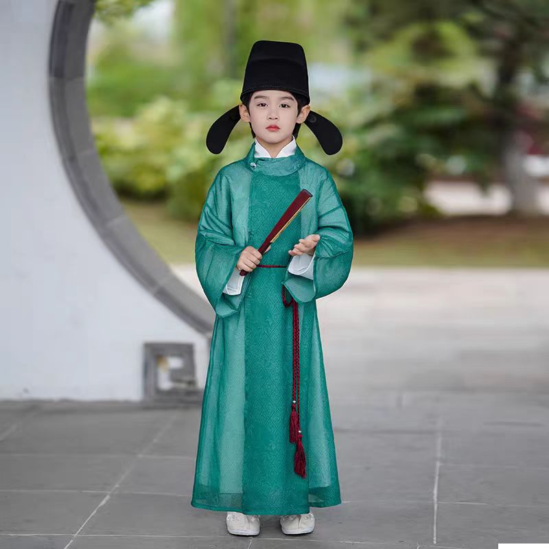 春秋新款儿童汉服男童古装李白唐装薄款帅气公子风演出服朗诵服装