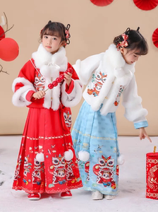 2024新款汉服女童中国风马面裙古装秋冬唐装龙年拜年服加绒加厚