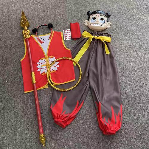 六一儿童哪吒衣服儿童娜扎衣服表演服cos魔童降世哪吒道具演出服