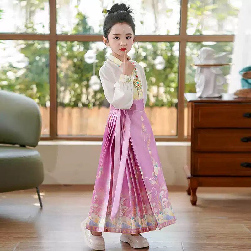 六一女童马面裙套装中国风汉服新中式古风朗诵合唱演出服套装夏季