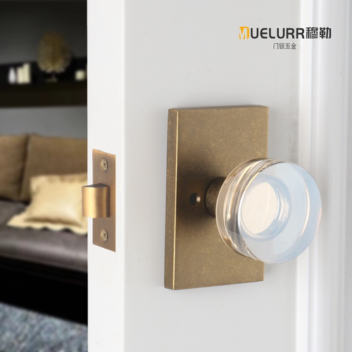 穆勒仿古铜水晶球形把手浴室锁